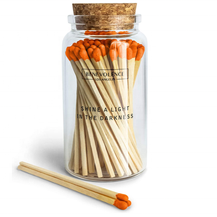 Custom logo glass bottled matches wooden long promotional colorful matches