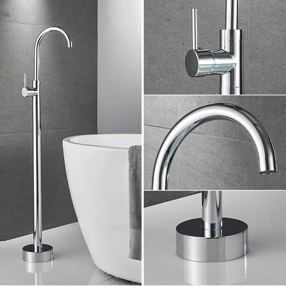 Floor Standing Tap Matching With Free Stand Bathtub, Brass Body Floor Mounted Freestanding Faucet