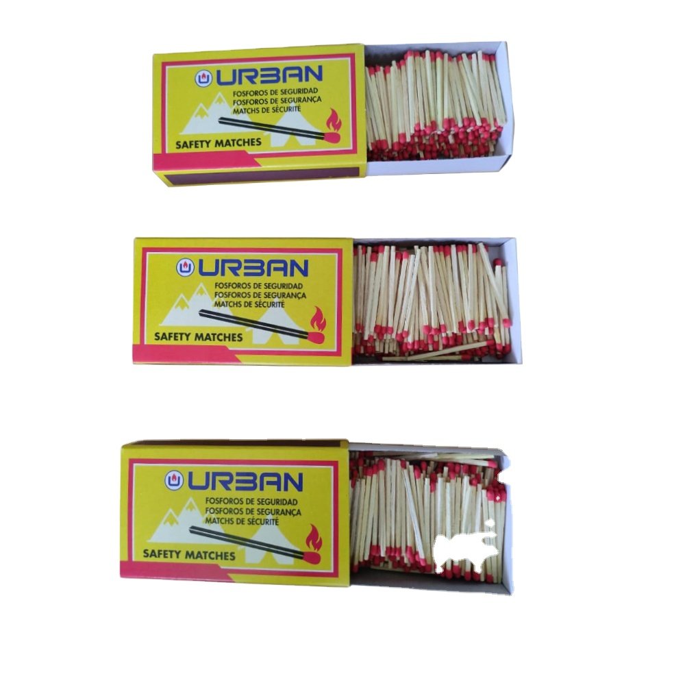 Best Quality 118mm X 65mm X 25mm Long Wooden Matches with Black Match Heads with Less Smoke for Households from India