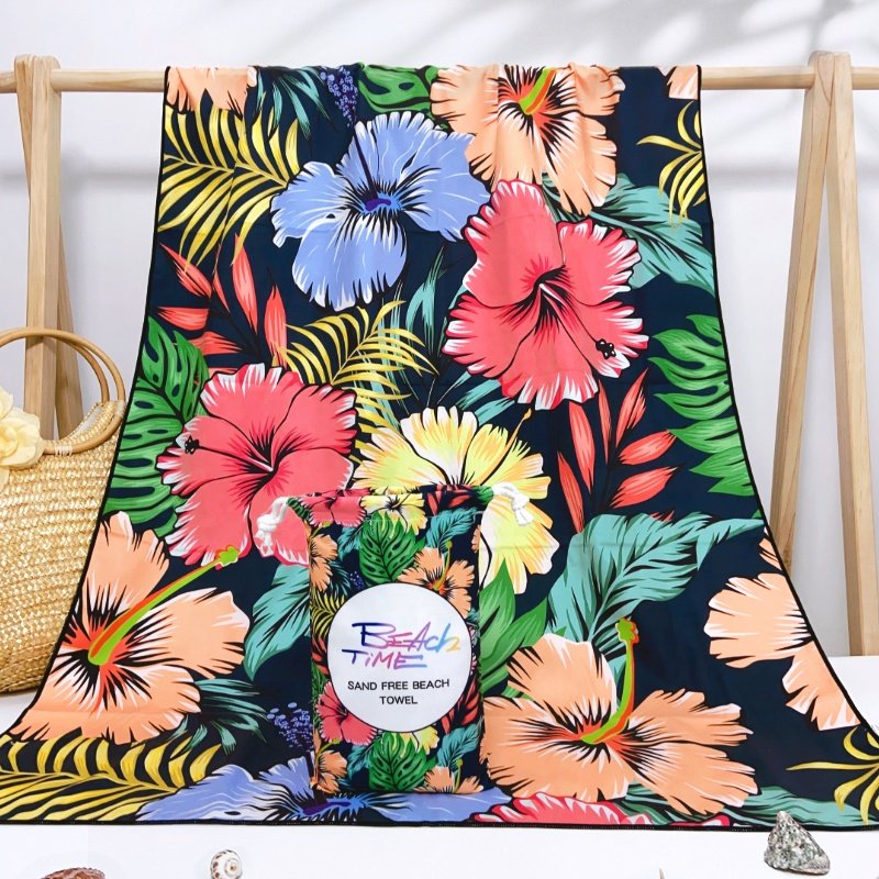 2023 Wholesale Stock Quickest Dry Suede Fabric Sand Free Microfiber Beach Towels with matching pouch bag for Swim, Beach, Gym