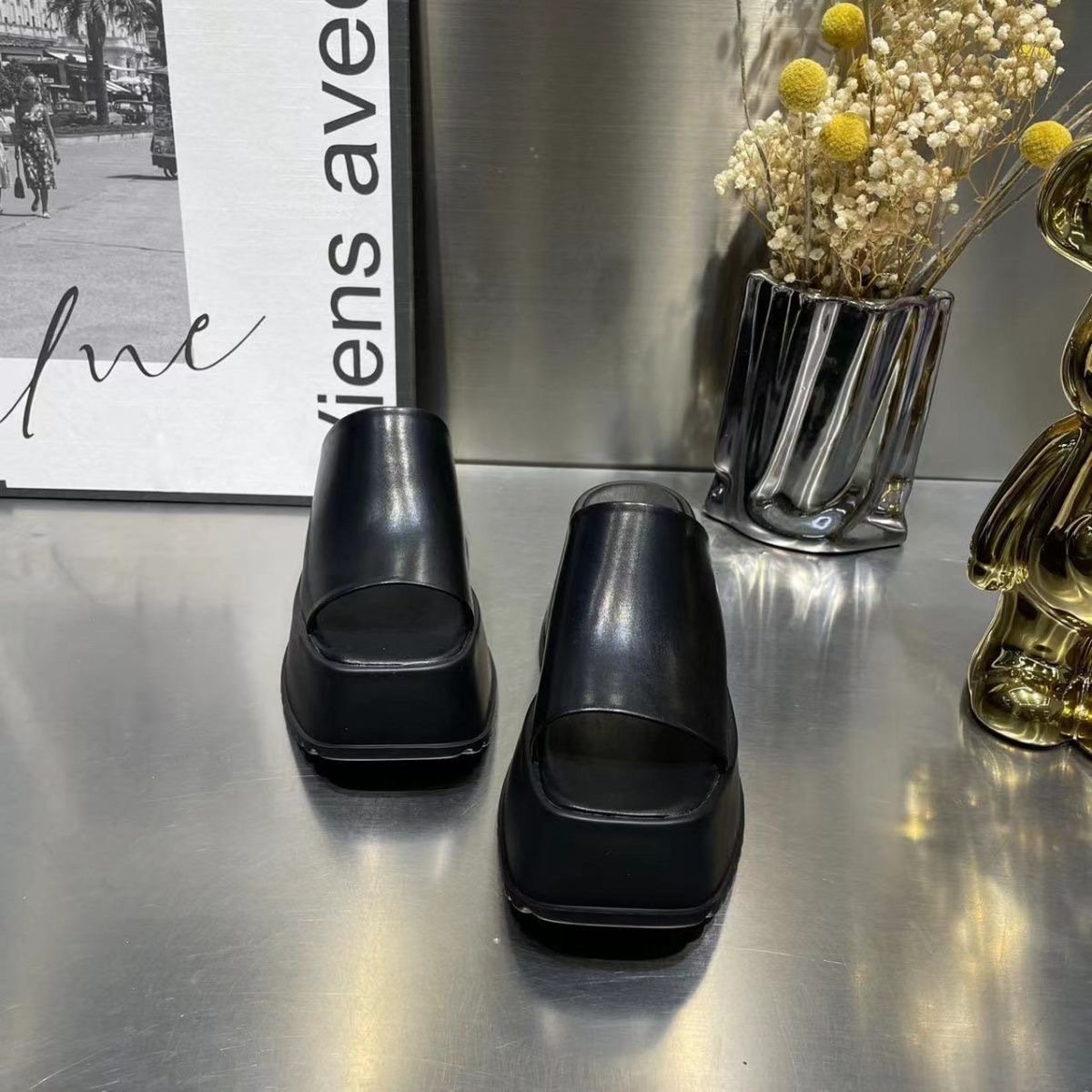Summer Thick Sole Slippers 2023 Women's Outerwear New Matsuke Elevated Slippers Color Matching Advanced Feel Casual Slippers