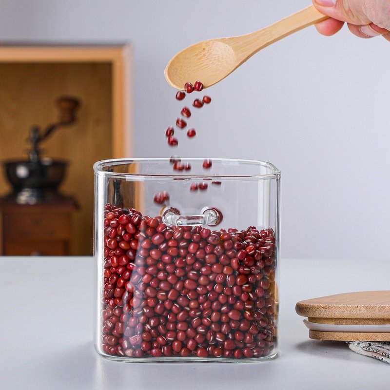 Storage jar and glass sealed jar with spoon grain multigrain kitchen Home coffee bean snack candy jar