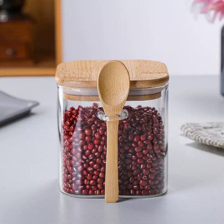 Storage jar and glass sealed jar with spoon grain multigrain kitchen Home coffee bean snack candy jar