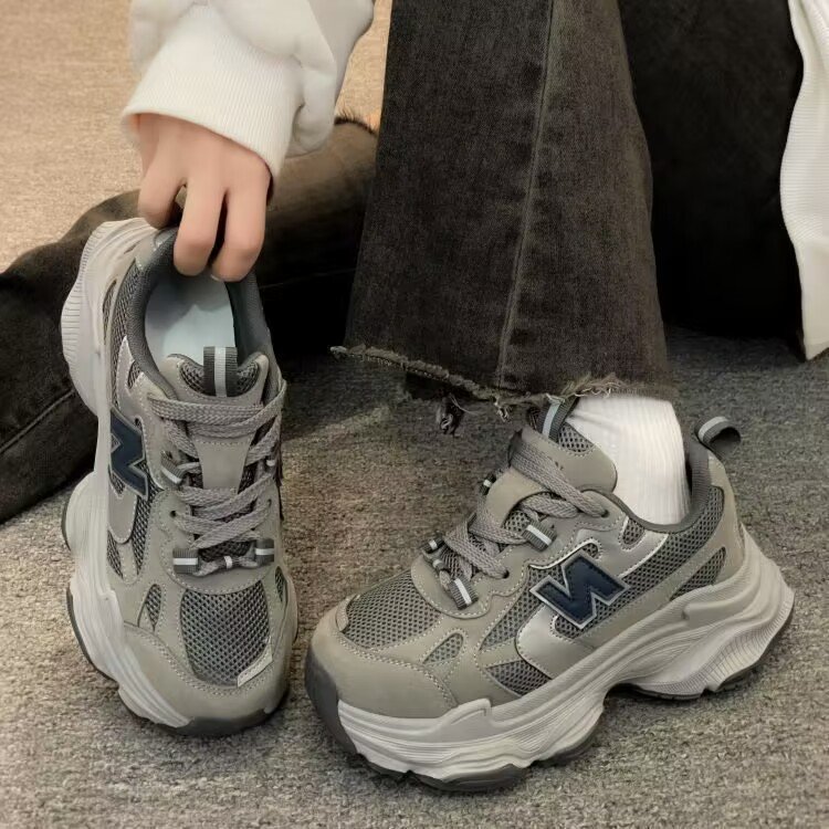 grey shoes women's new all-match women's flat sneakers casual lace up outdoor shoe