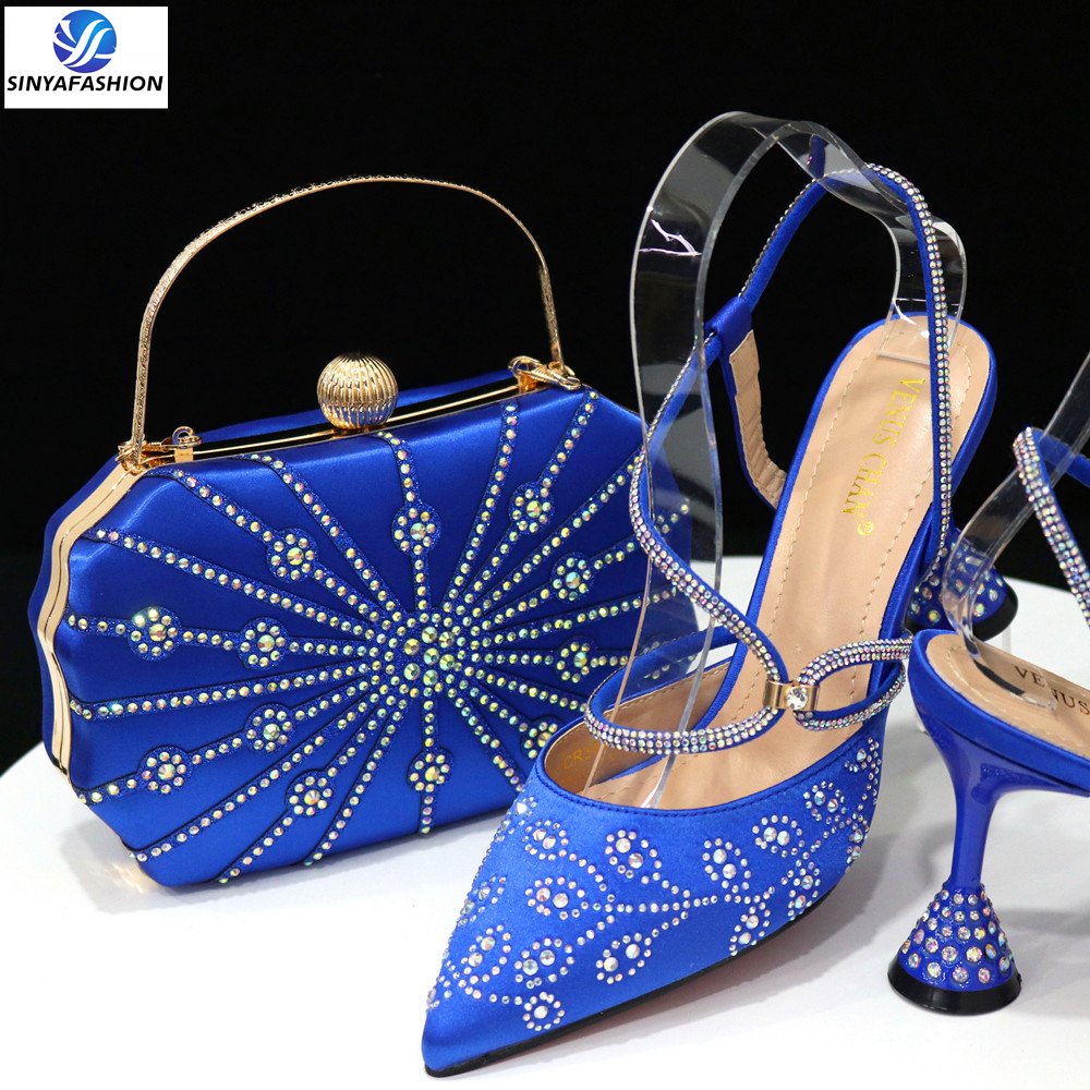 Sinya Hot Sell Wedding Italian Shoes Bag Set High Quality Women Pu Shoes Match Bag set High Quality shoes set