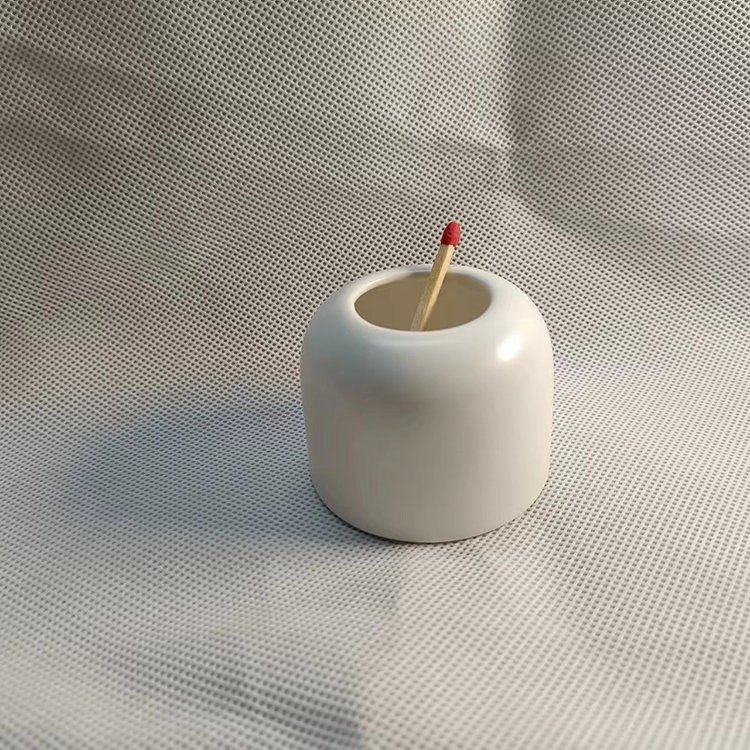 White ceramic Match Holder With striker