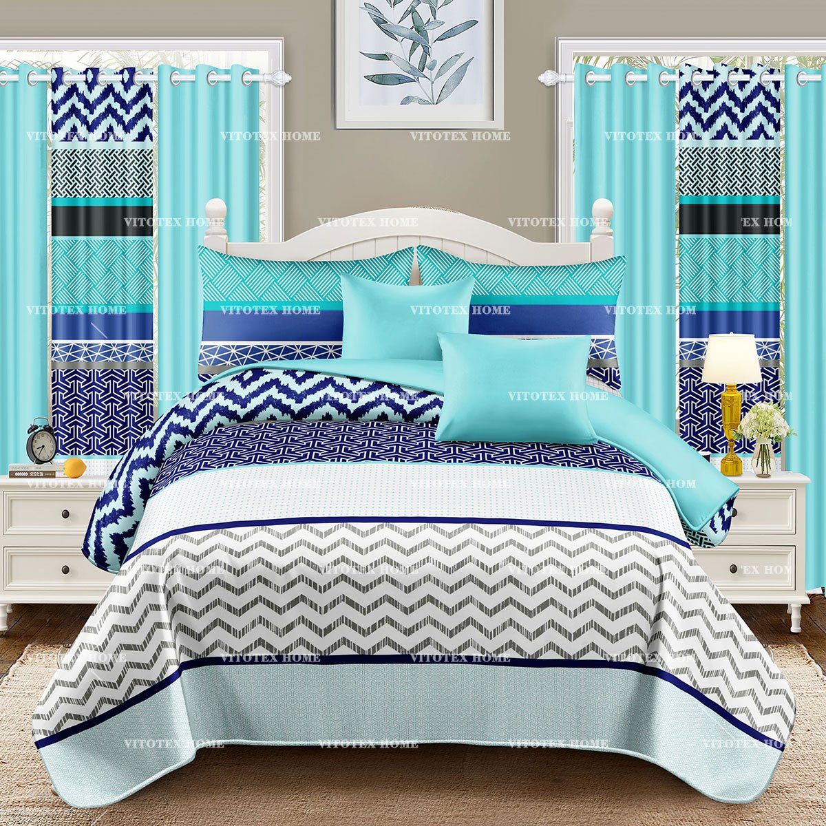 2024 New Design Cheap price bed sheet set with curtains and pillow bed sheets with curtains