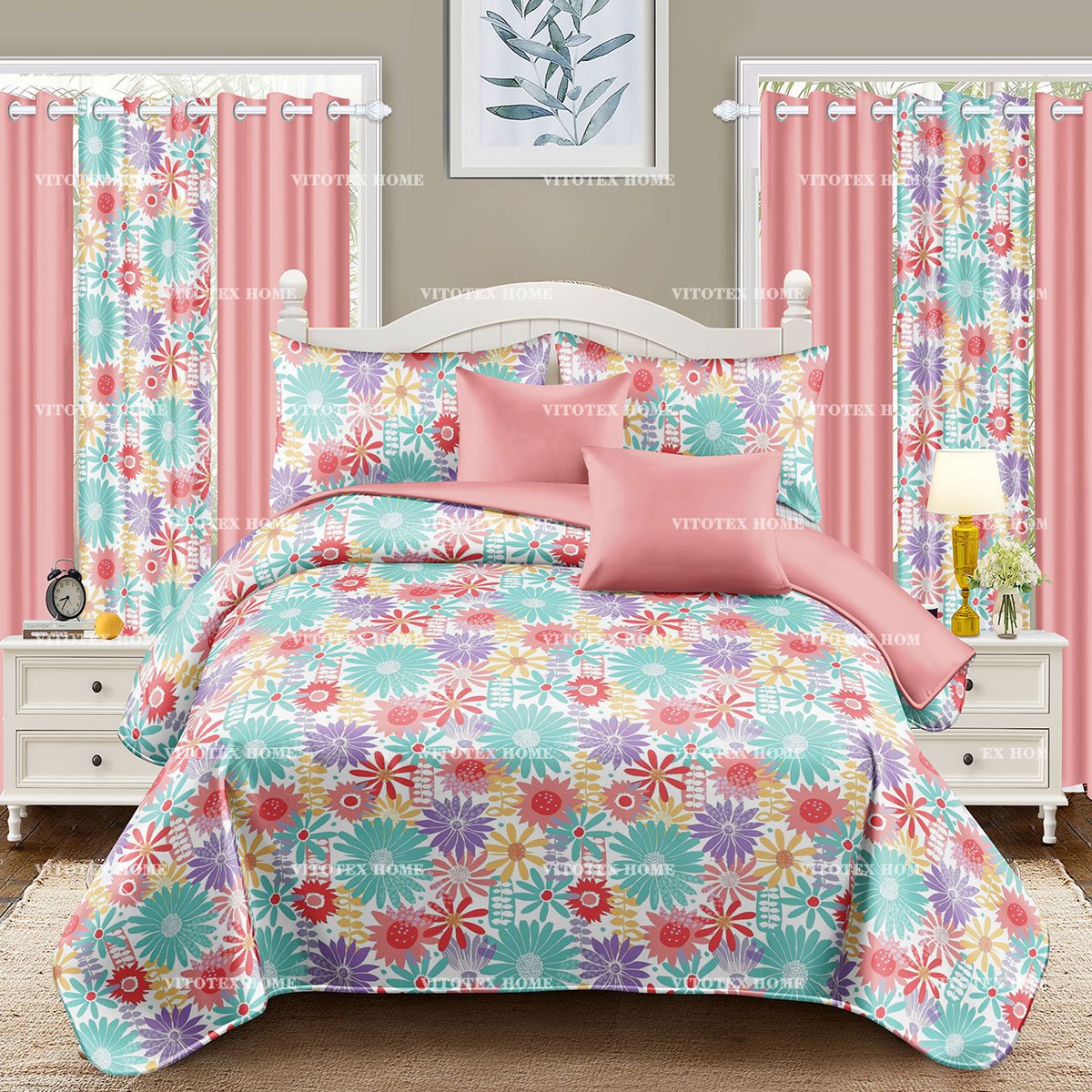 2024 New Design Cheap price bed sheet set with curtains and pillow bed sheets with curtains