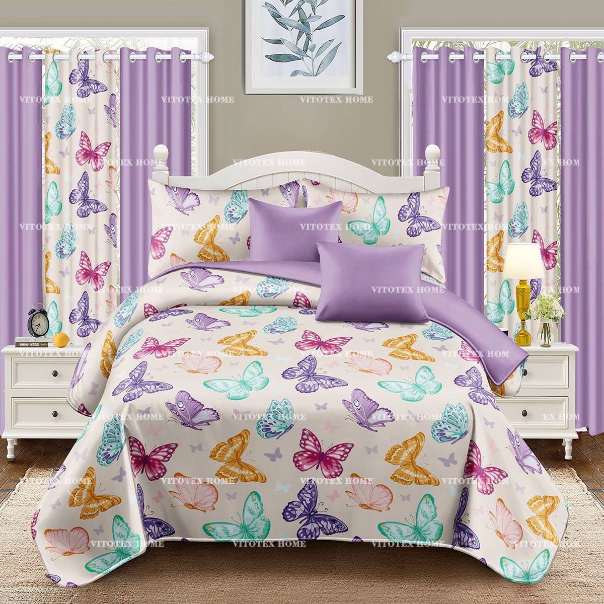 2024 New Design Cheap price bed sheet set with curtains and pillow bed sheets with curtains