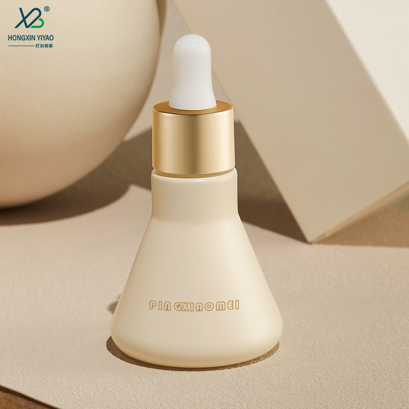 15ml 30ml Silver ring white plastic head dropper + transparent conical glass bottle Erlenmeyer bottle