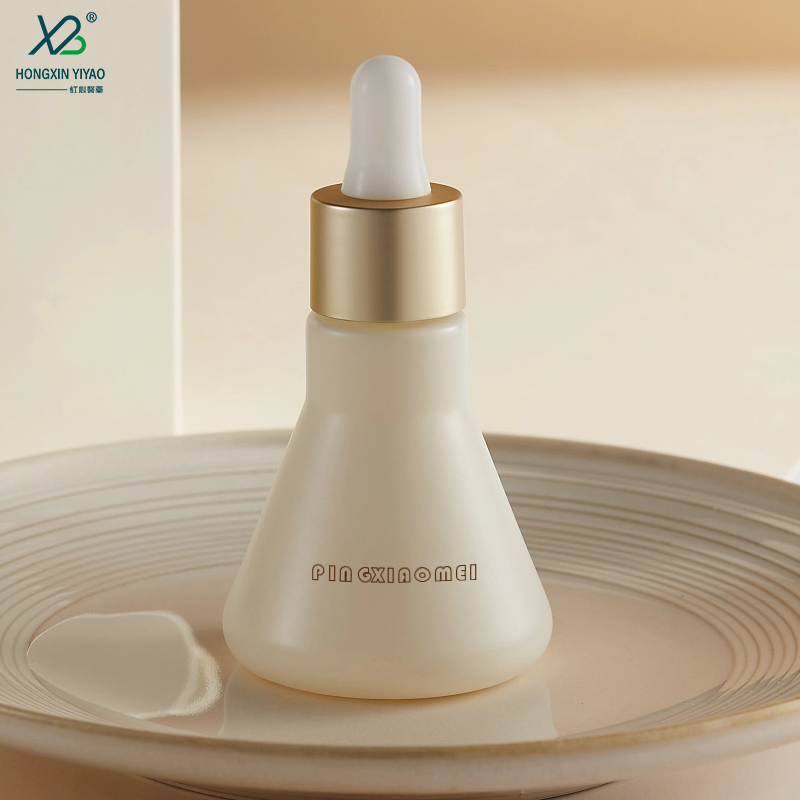 15ml 30ml Silver ring white plastic head dropper + transparent conical glass bottle Erlenmeyer bottle