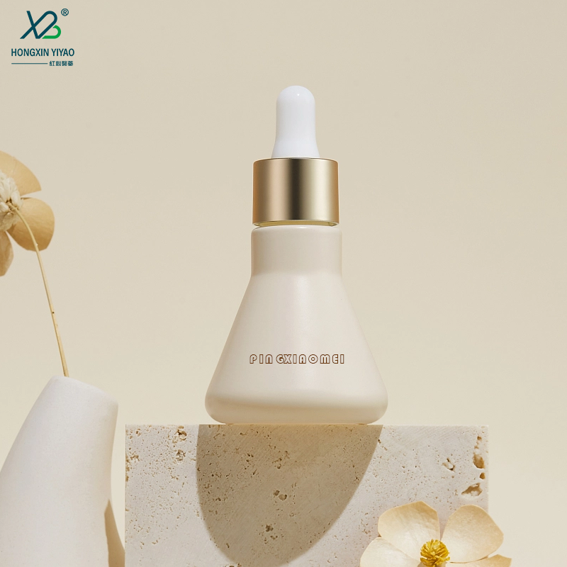 15ml 30ml Silver ring white plastic head dropper + transparent conical glass bottle Erlenmeyer bottle
