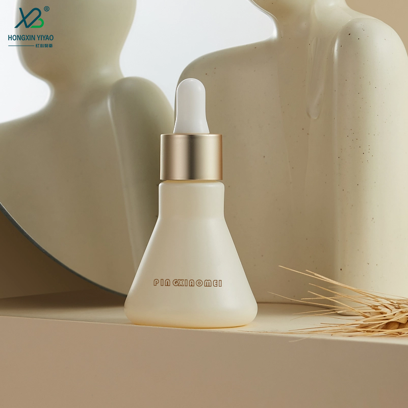 15ml 30ml Silver ring white plastic head dropper + transparent conical glass bottle Erlenmeyer bottle