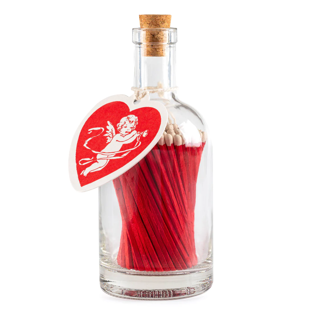 LOVE Matches wholesale Customized wedding matches 10cm Long stem colored head matches In glass bottle For Valentine's Day
