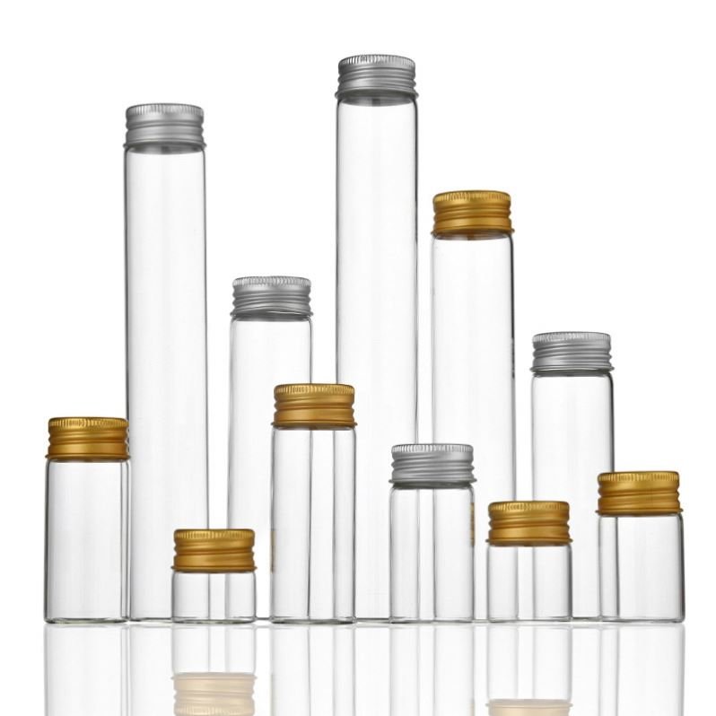 Diameter 30mm Custom Logo High borosilicate test tube bottle glass vials Clear Match Storage Jar with screw cap