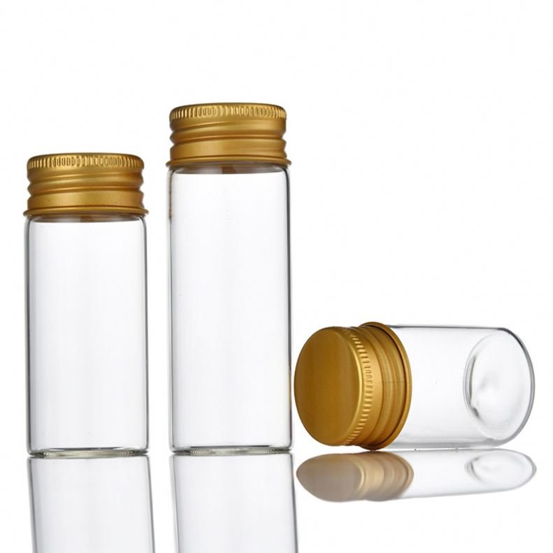Diameter 30mm Custom Logo High borosilicate test tube bottle glass vials Clear Match Storage Jar with screw cap