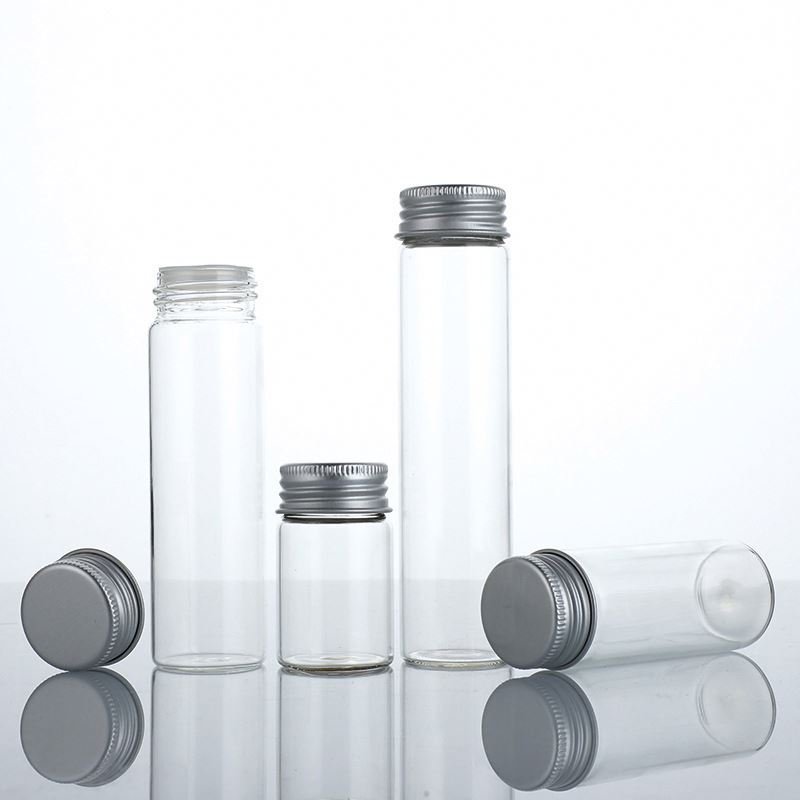 Diameter 30mm Custom Logo High borosilicate test tube bottle glass vials Clear Match Storage Jar with screw cap