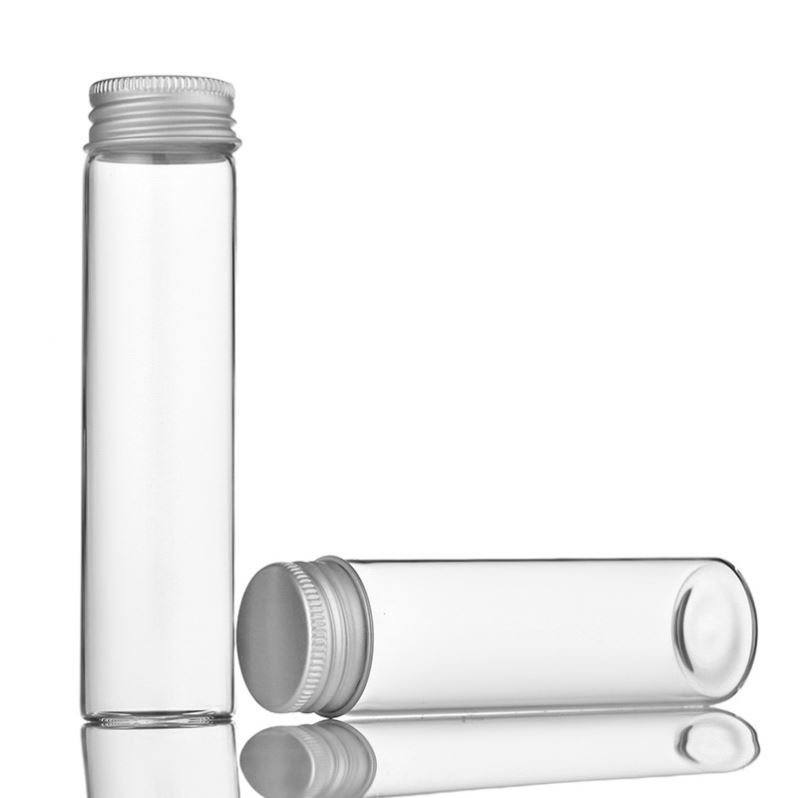Diameter 30mm Custom Logo High borosilicate test tube bottle glass vials Clear Match Storage Jar with screw cap