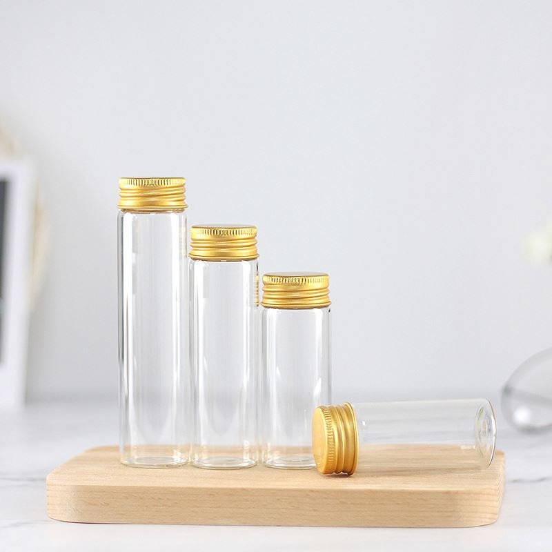 Diameter 30mm Custom Logo High borosilicate test tube bottle glass vials Clear Match Storage Jar with screw cap