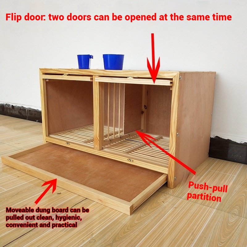Pigeon upturn door and sliding door pure solid wood nest box homing pigeon racing pigeon matching cage Wooden