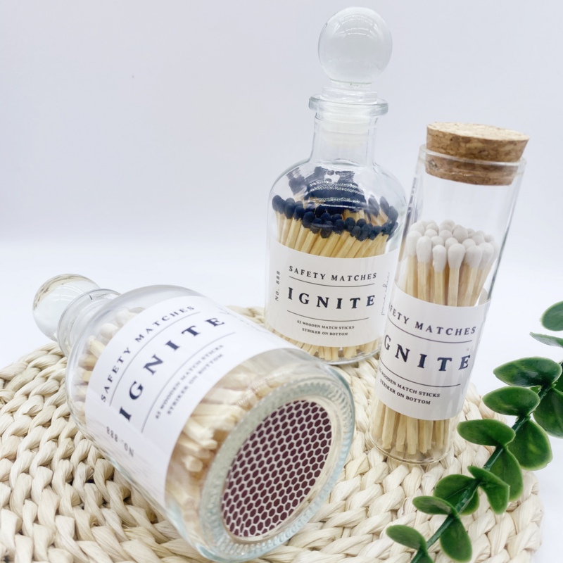 Matches in Glass Bottle Wholesale Factory Colored Printed New Design Long Wooden Safety Support customized logo matches