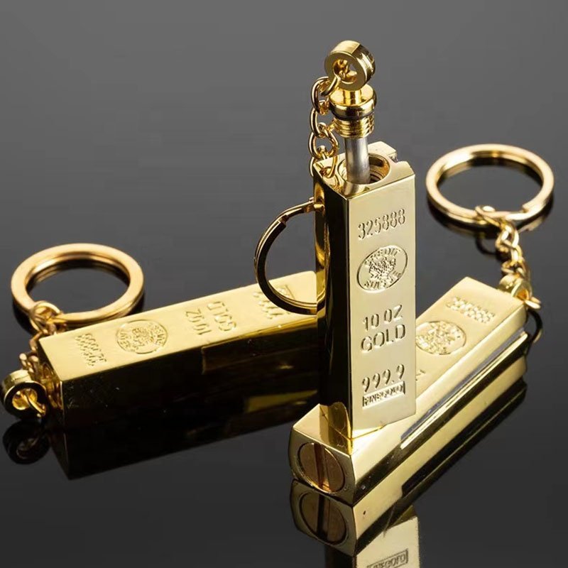 Jiaxin factory wholesale Cheap Metal Keychain Lighter Multifunctional Golden Bar Shaped Refillable Match Kerosene Lighters
