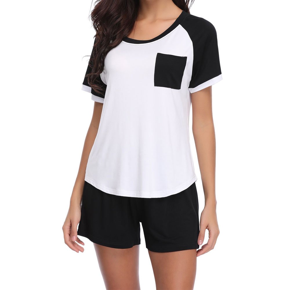 Women Summer Short Sleeves Top T Shirt and Biker Shorts 2 Pieces Sets /Ladies Tracksuit Matching T-Shirt & Short Night Dress Set