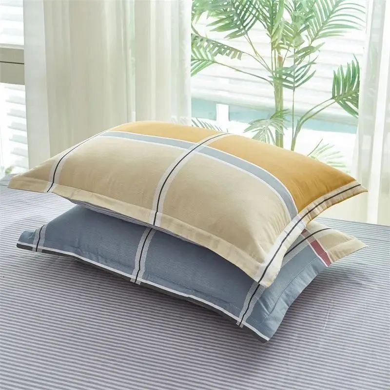 100% Cotton Pillowcase Colorful Printed 3 Pieces Pure Cotton Pillow Cover Flat Sheet For Queen Size Bed