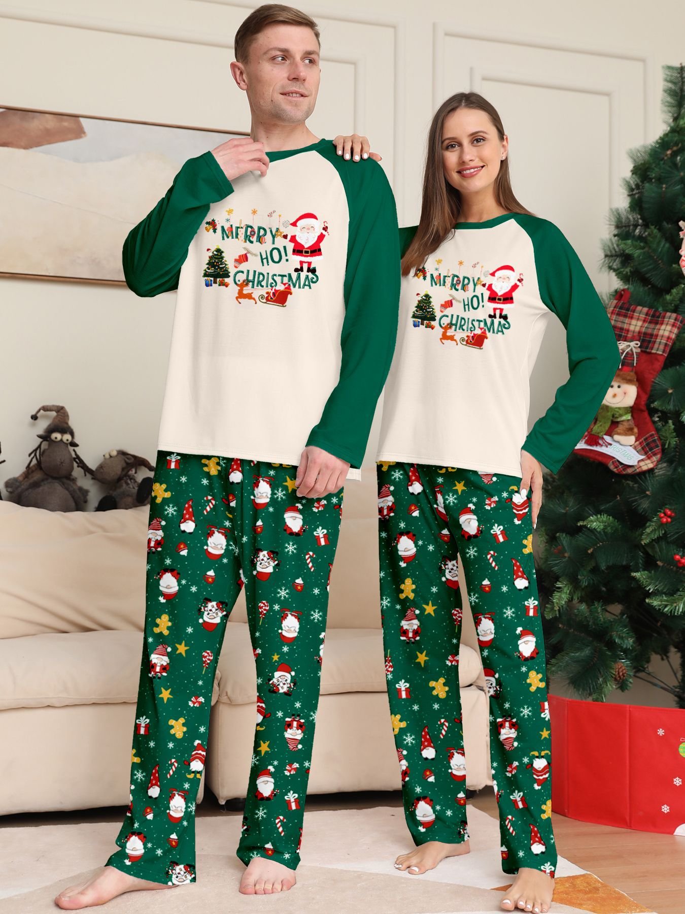2024 Wholesale family matching outfits Custom Print Xmas Warm Soft Pajamas set Christmas pajamas family Set Woman Pajamas Set