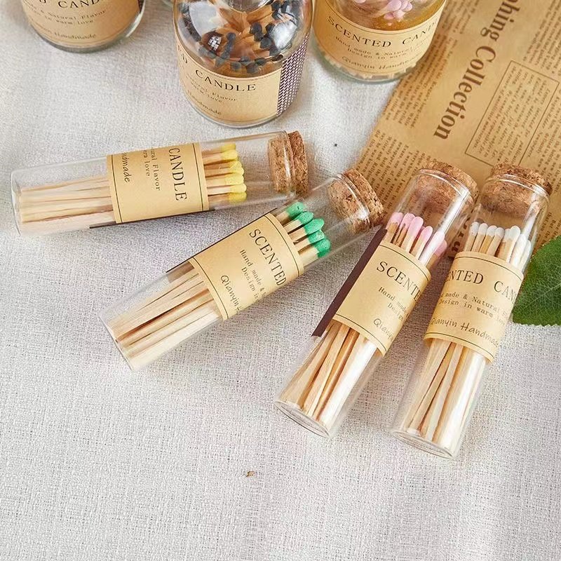 New Custom Colorful Match Sticks In Glass Jar Bottle Matches Wooden Matchsticks In Bottle Candle