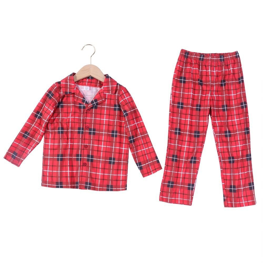 Hot Sale lovely botton down printing pajamas sets matching women family christmas pajamas set