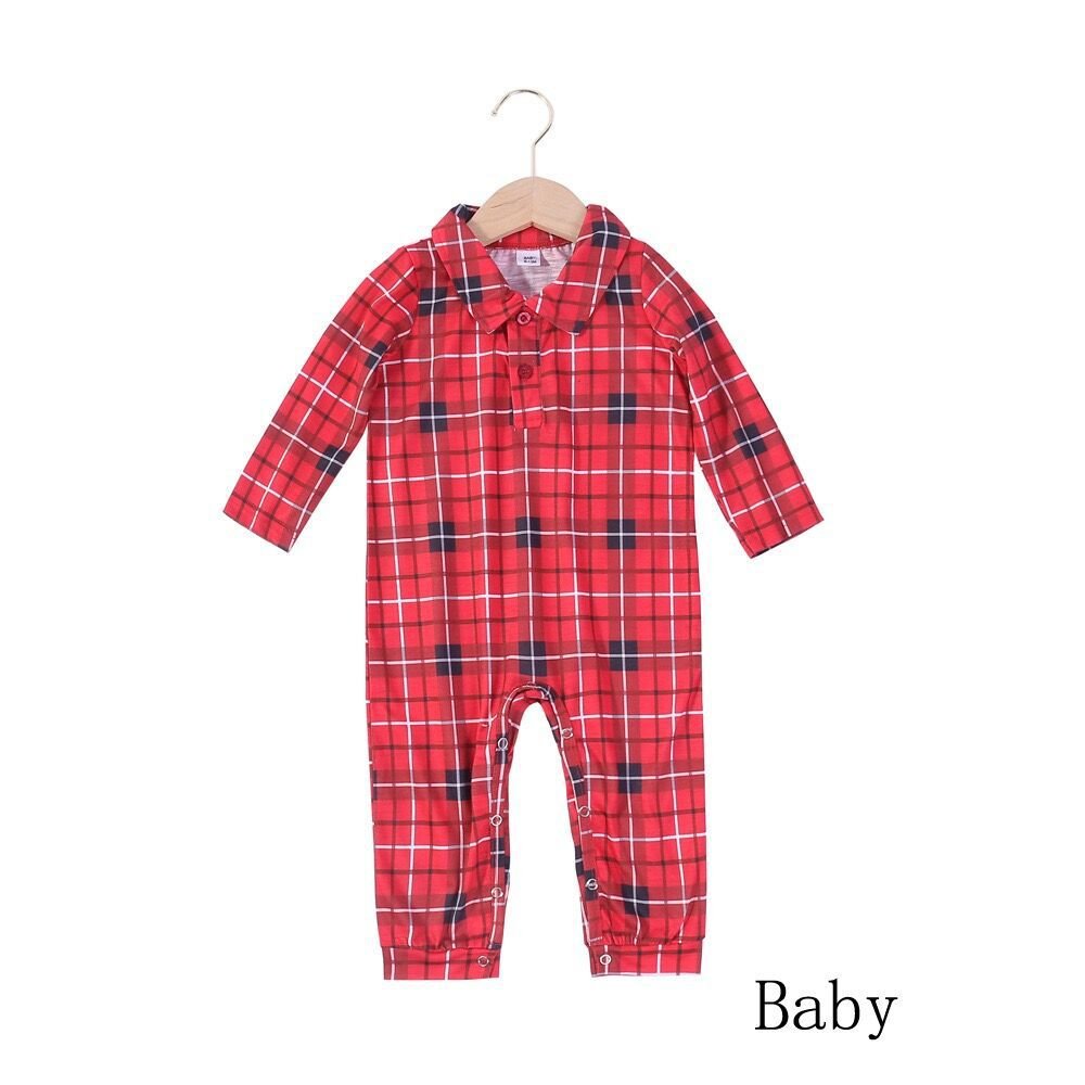 Hot Sale lovely botton down printing pajamas sets matching women family christmas pajamas set