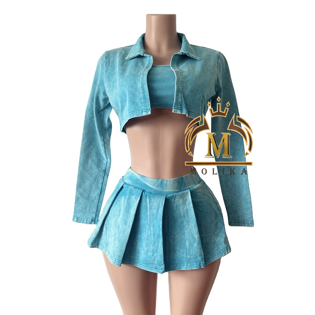 Spring Fall Women Outfits Acid Wash Cotton Knit Vest+Jacket+Skirt Matching Two Piece Sets Lady Y2K Casual 3 Piece Sets Women