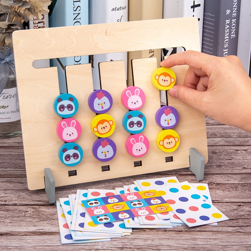Double-Sided Color Matching Count Puzzle Board Games Wooden Animal Logic Montessori Early Educational Toys For Kids Boys Girls
