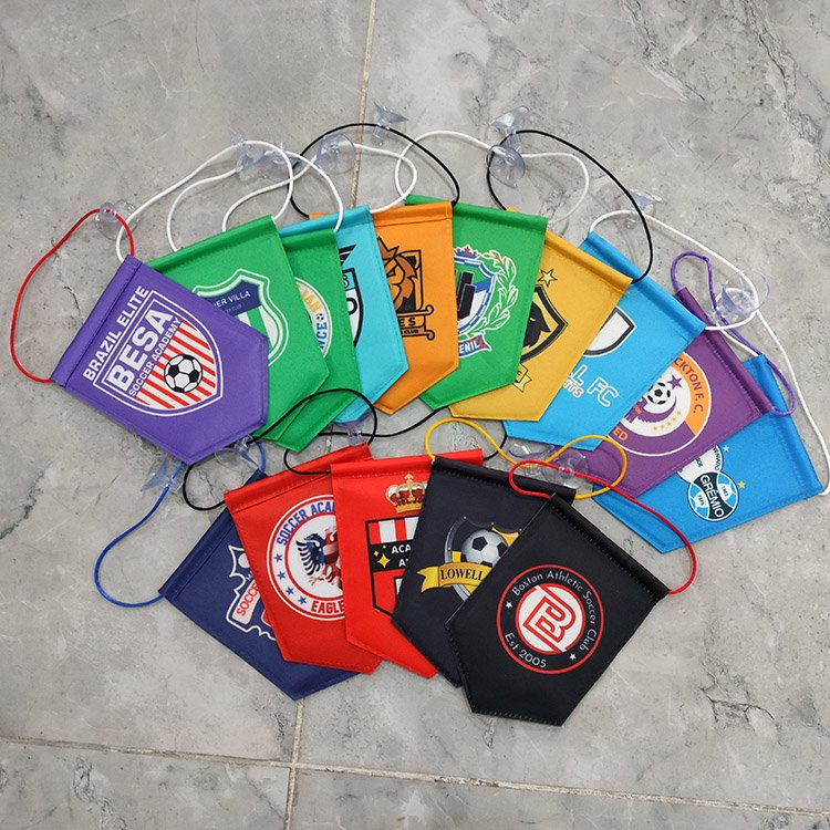 Sunshine Mini small Customize Logo Football Club Exchange Flag University souvenir Student Match Pennant for car