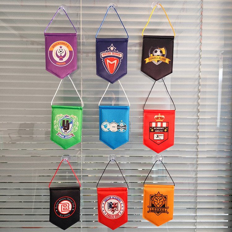 Sunshine Mini small Customize Logo Football Club Exchange Flag University souvenir Student Match Pennant for car