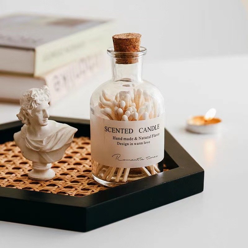 Matches Jar Safe Storage Jars Bottle Glass for Match Container Glass with Cork Lid for Safety Glass Customized Logo