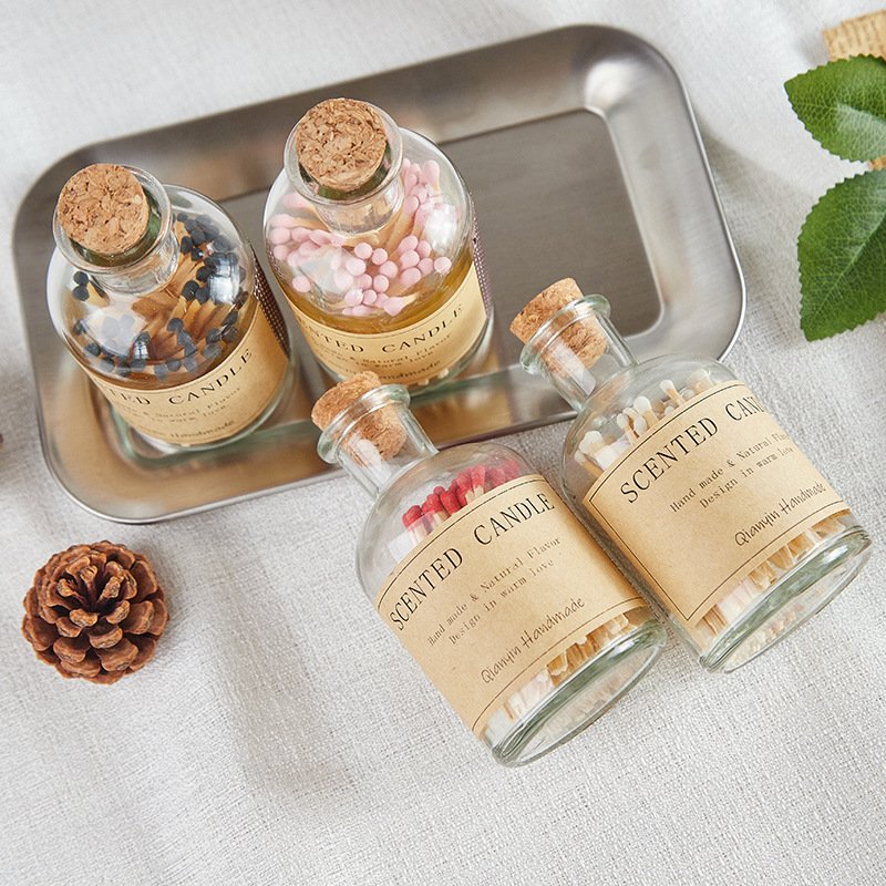 Matches Jar Safe Storage Jars Bottle Glass for Match Container Glass with Cork Lid for Safety Glass Customized Logo