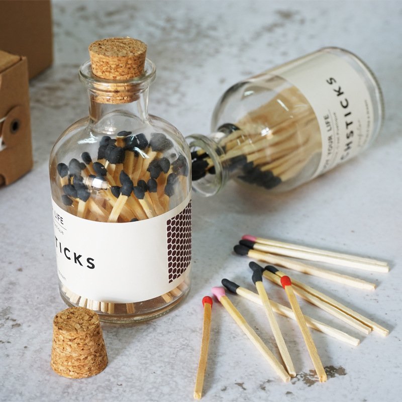 Matches Jar Safe Storage Jars Bottle Glass for Match Container Glass with Cork Lid for Safety Glass Customized Logo