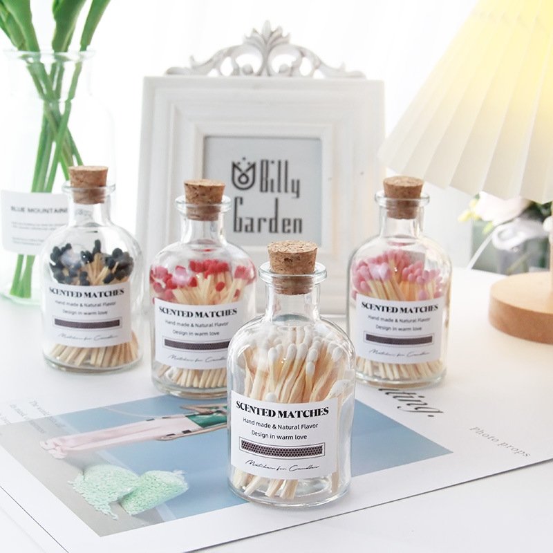 Matches Jar Safe Storage Jars Bottle Glass for Match Container Glass with Cork Lid for Safety Glass Customized Logo