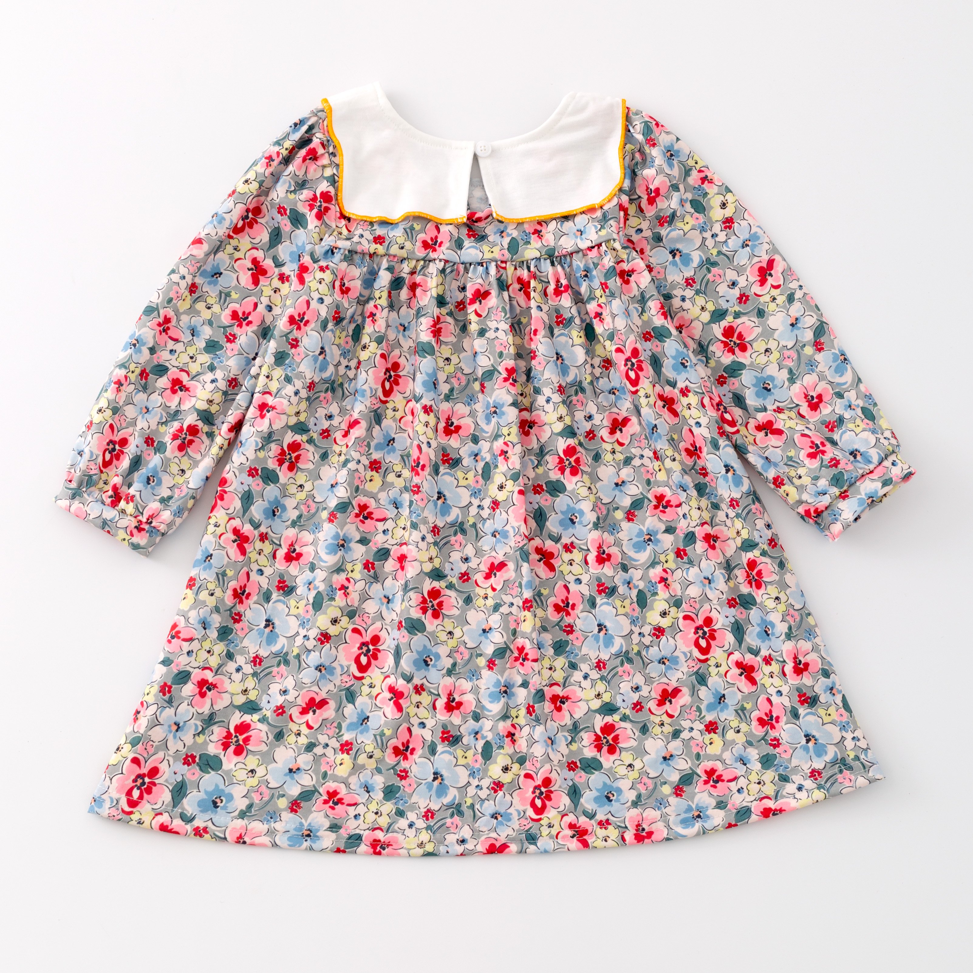 Baby Kids Toddler Smocked Clothing Girls Sibling Matching Fall Halloween Floral Print Pumpkin Embroidery Dress Outfit Romper