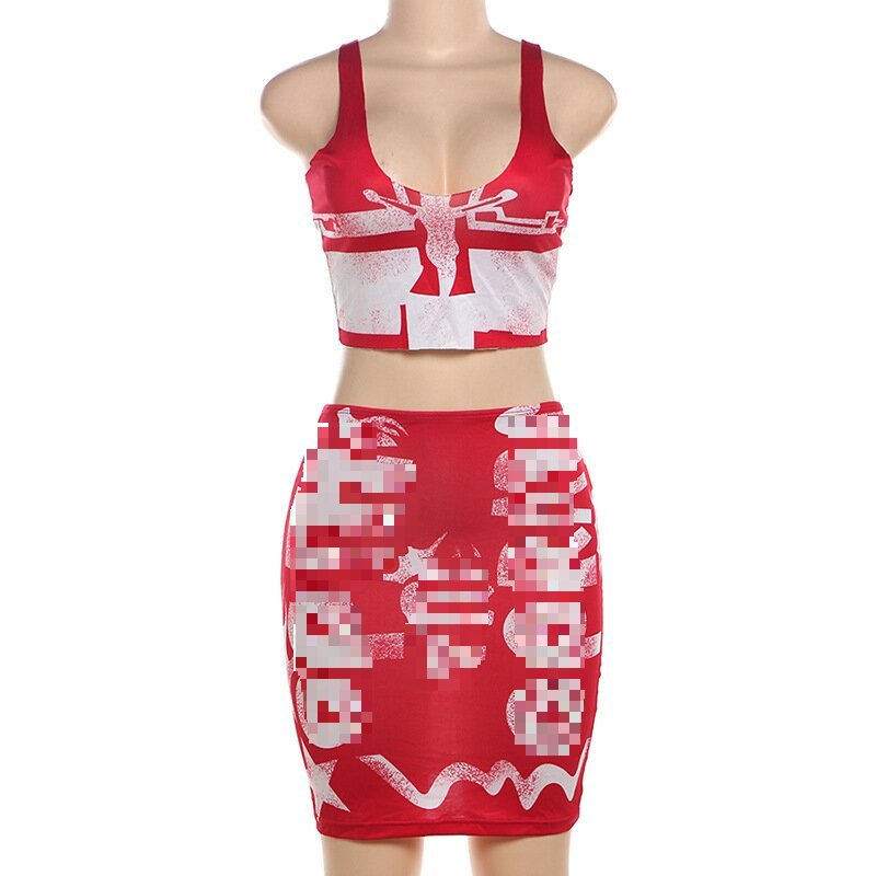 Kilig Summer Sxy Streetwear Y2k Matching Sets Tank Crop Top Mini Skirt Printed Outfits 2 Piece Set Women