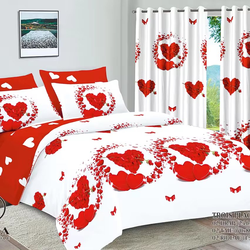 Customized 6 pieces designer bedding set with matching curtains king size in stock bed sheet set for bedroom low MOQ