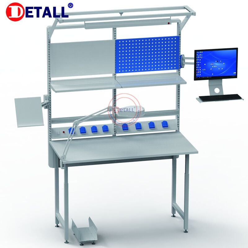 electronic Inspection esd repairing table antistatic table with light esd work table for electronics match with tools
