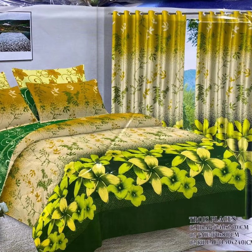 China Jimmy JiaJia Textile Bedding Sheet Set Cheap Wholesale Price Cotton Bedding Sheet Set 3 places Flat Sheet Match Curtain