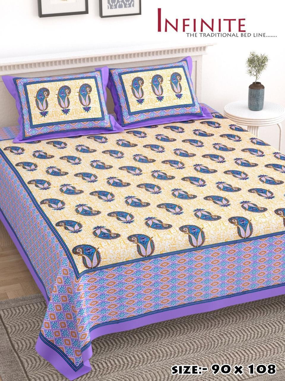 Jaipuri Cotton Printed Double Bed Bedsheet
