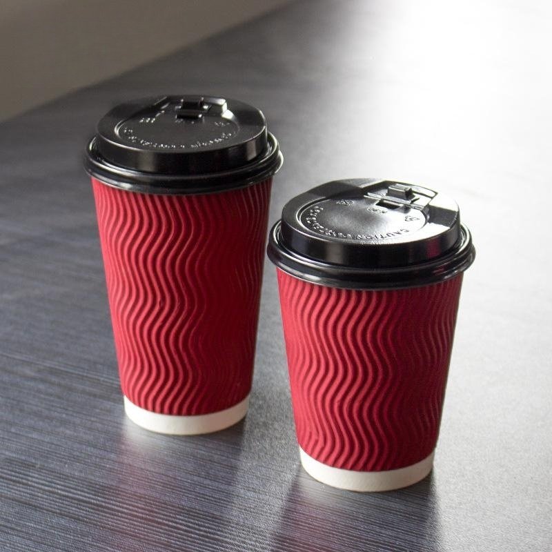 Customized 8oz/12oz/16oz Three-layer Disposable Recyclable Coffee Paper Cup with Lid