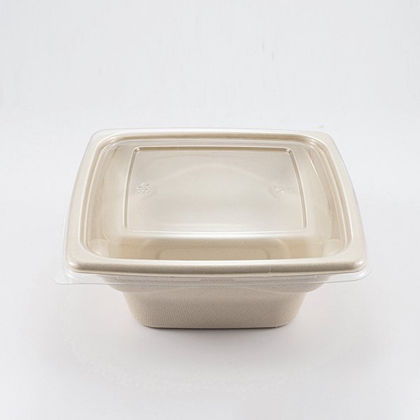 16oz Disposable bowl making machine food bowl takeaway packaging biodegradable bagasse salad bowl matched with plastic lid