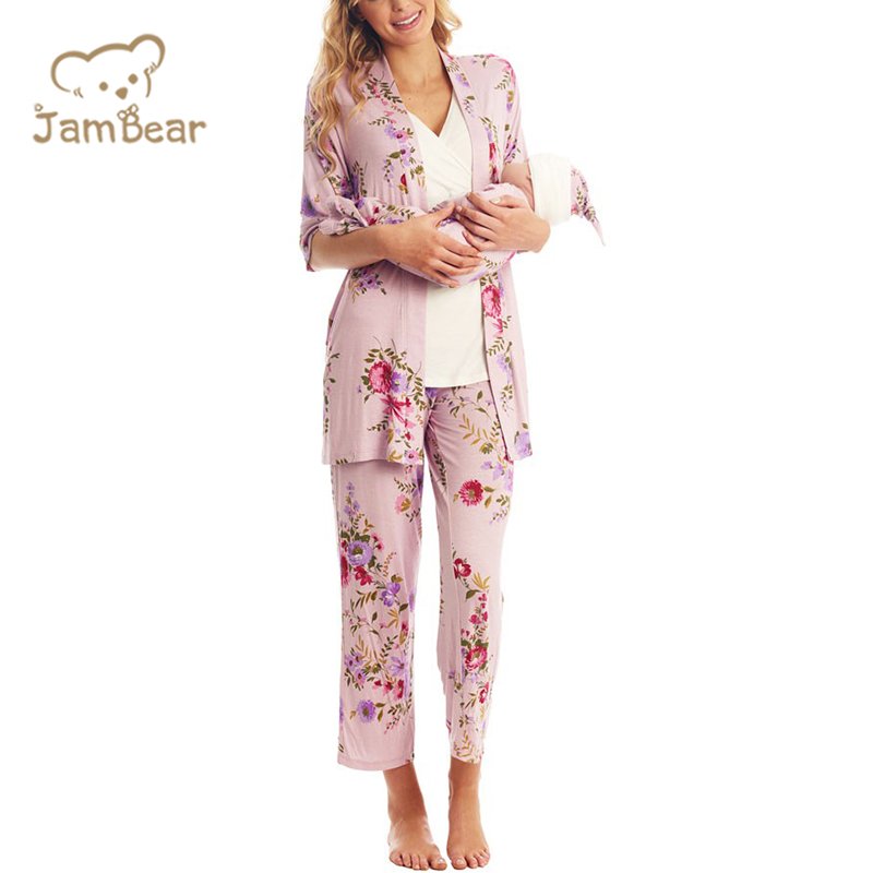 Sustainable maternity pyjamas matching baby organic bamboo baby gown and matching pajamas mom and baby matching robe