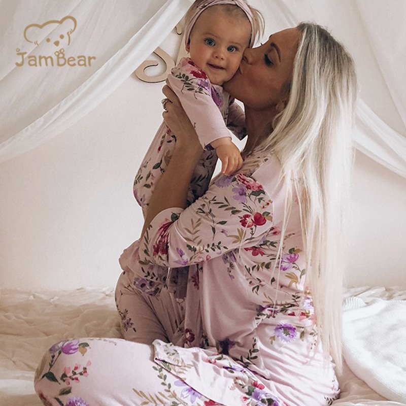 Sustainable maternity pyjamas matching baby organic bamboo baby gown and matching pajamas mom and baby matching robe